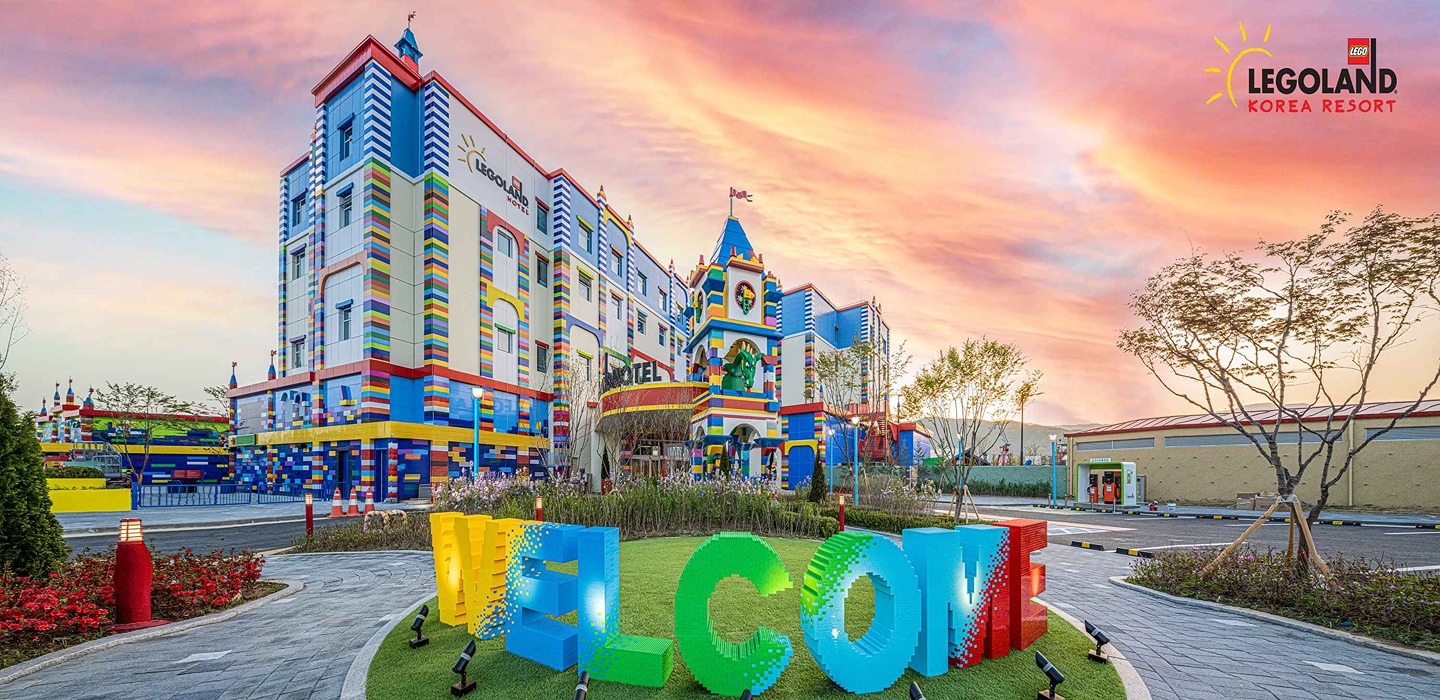 FORREC Legoland Korea Welcome sign made of colourful lego