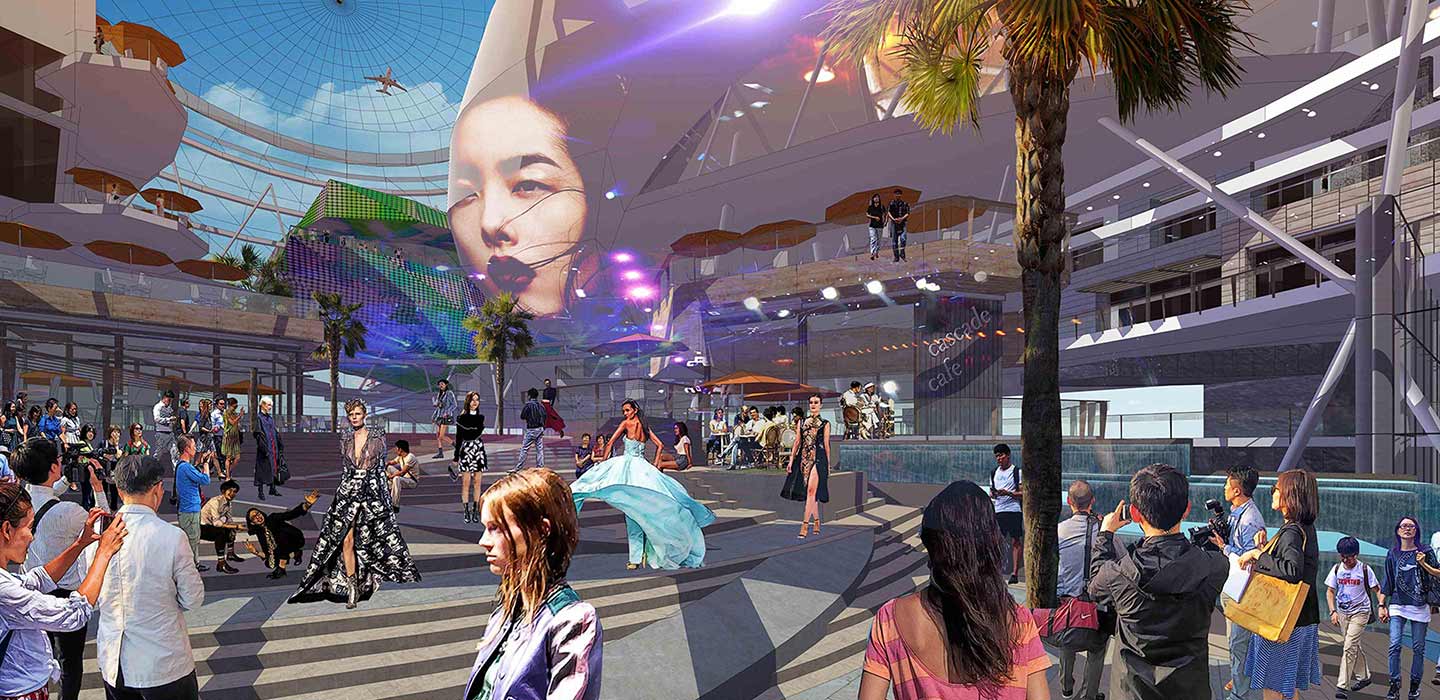 Render of Alpha City Retail area interior