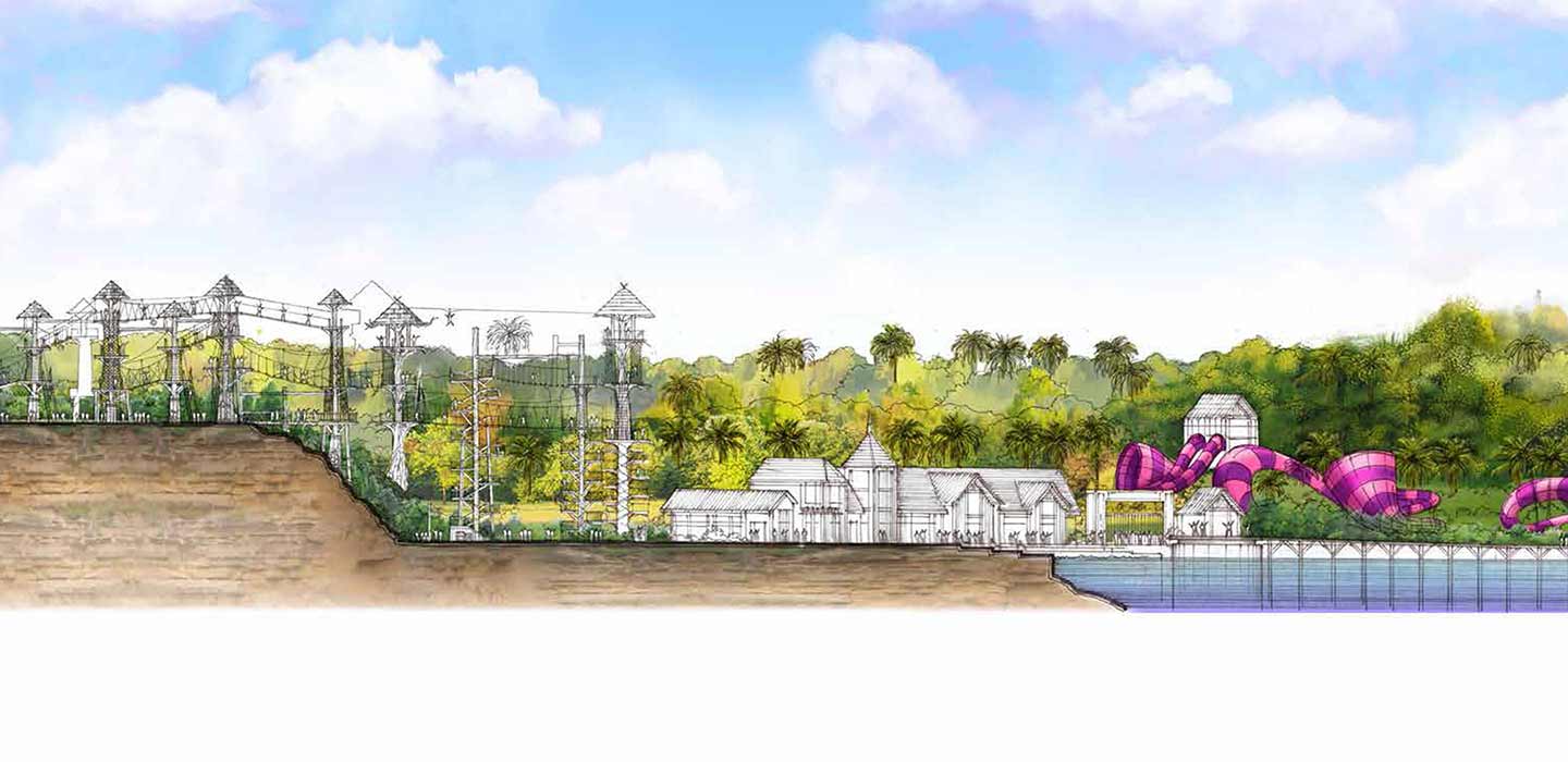 Drawing of side view of the Kota Baru Water Park