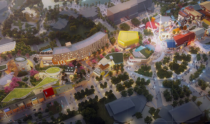 a rendered aerial view of the RDE district